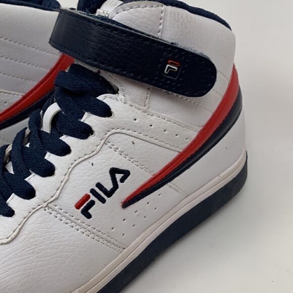Fila v3SC60527-125 Hightop White, Navy, and Red Basketball Sneakers - Picture 3 of 14